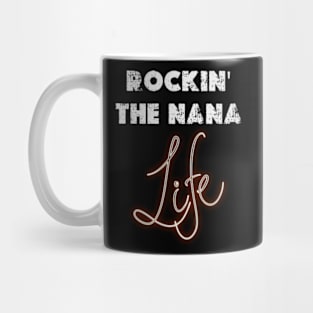 Womens Grandma T Shirts Nana Shirt Rockin' The Nana Life Letter Print Short Sleeve Funny Grandmother Mug